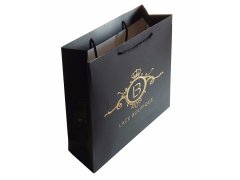 Black paper bag with gold stampin
