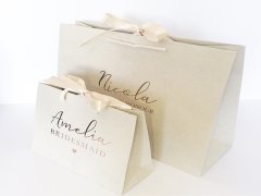 Ribbon paper bag with gold logo