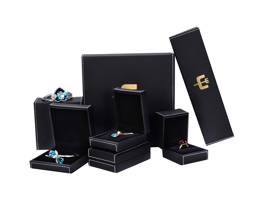Black leather jewelry boxes