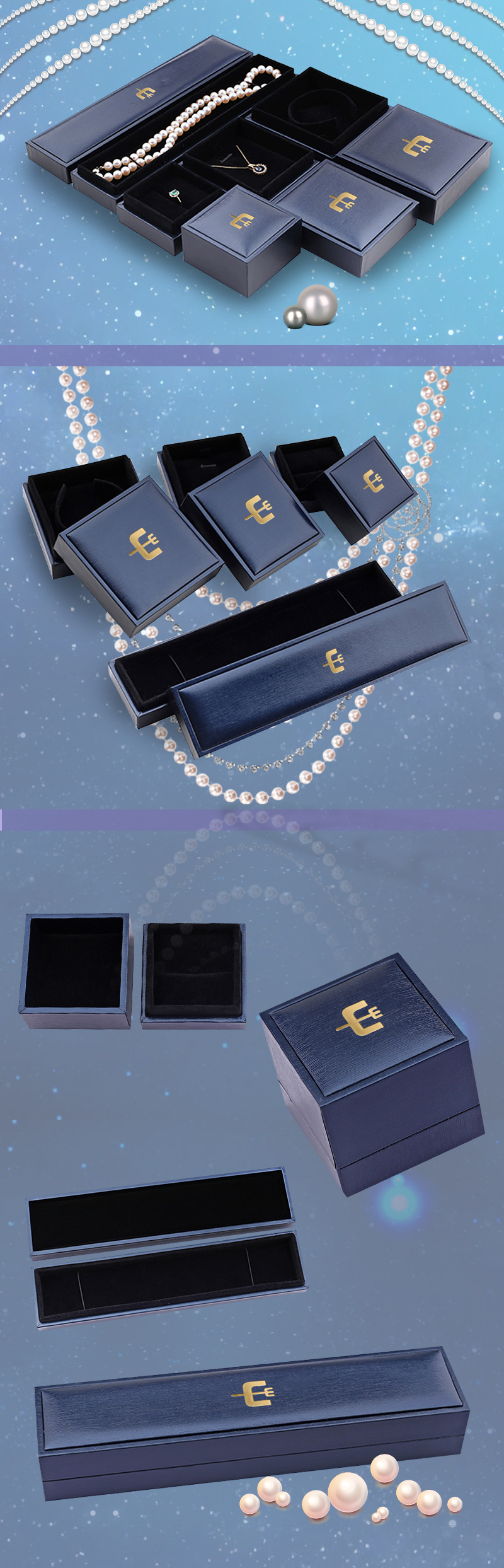 Navy blue jewelry boxes