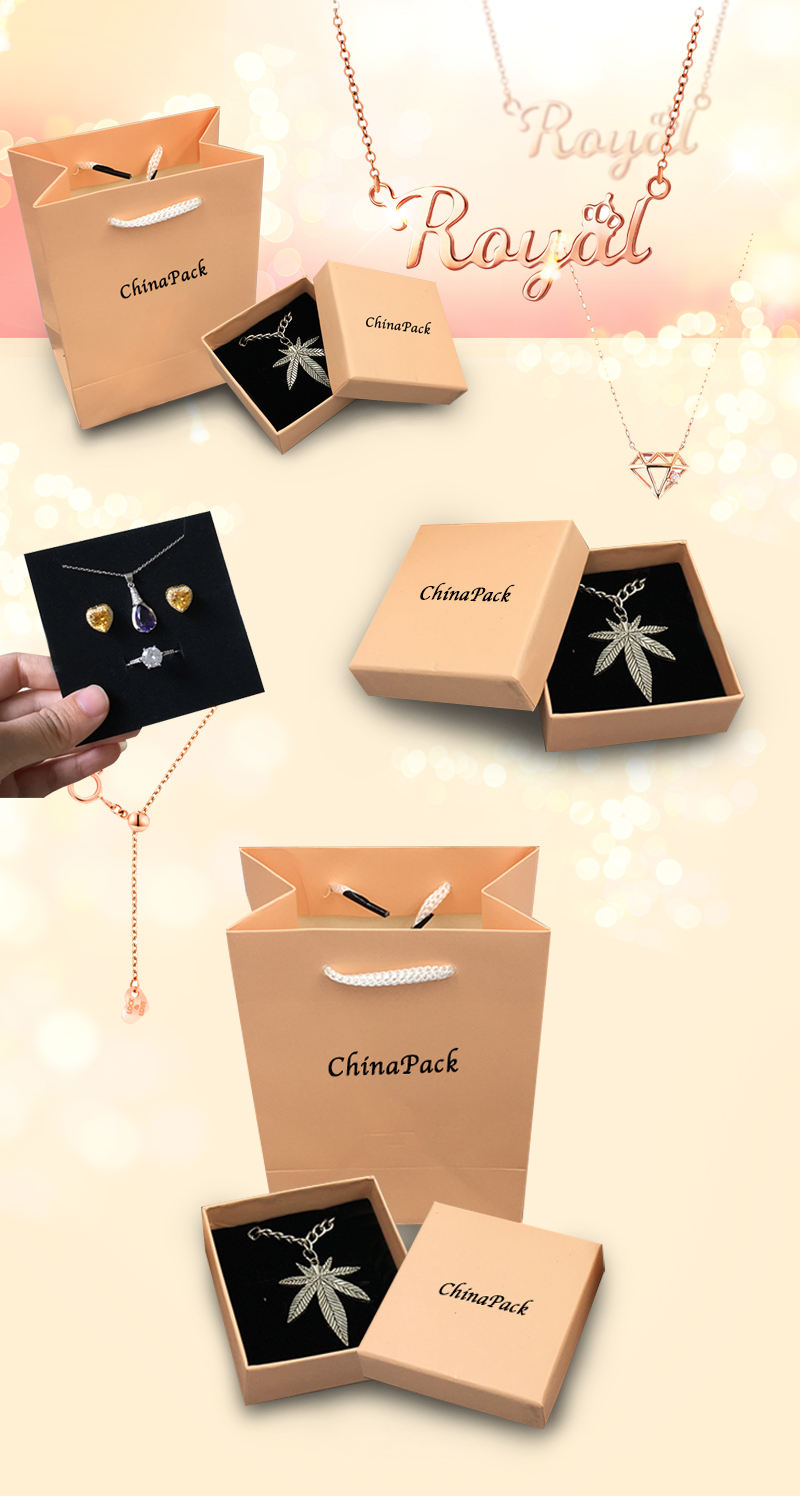 Cardboard jewelry boxes with paper bag