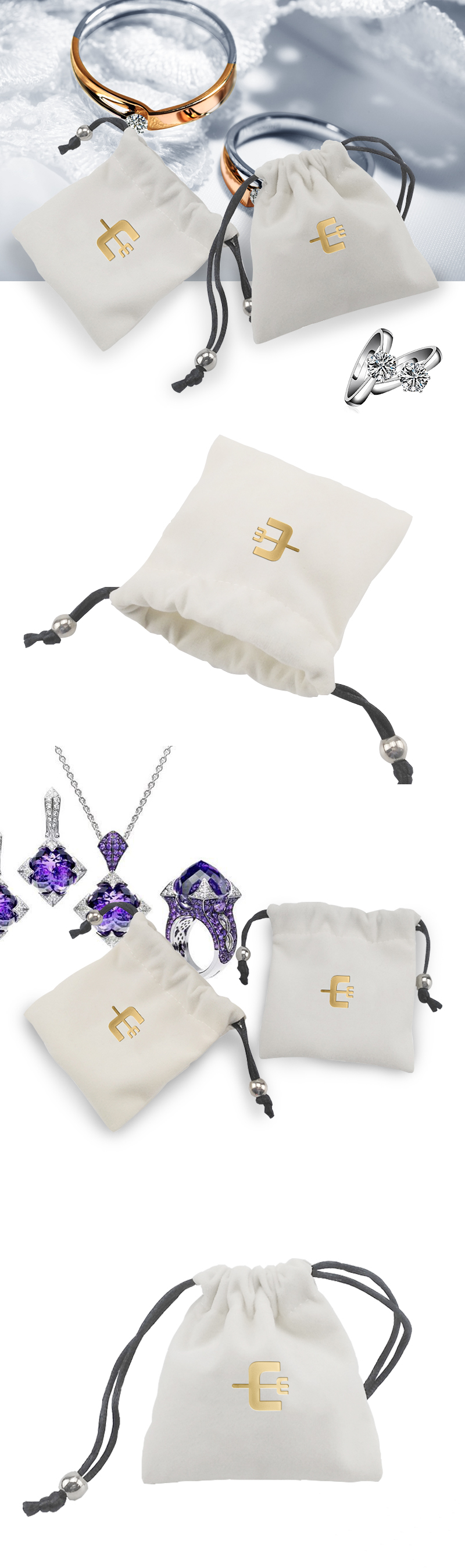 Custom drawstring jewelry bags