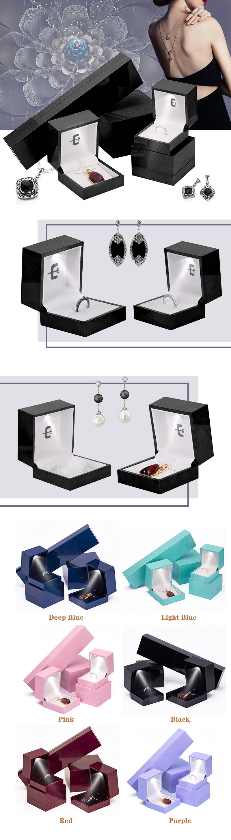 Black jewelry boxes wholesale