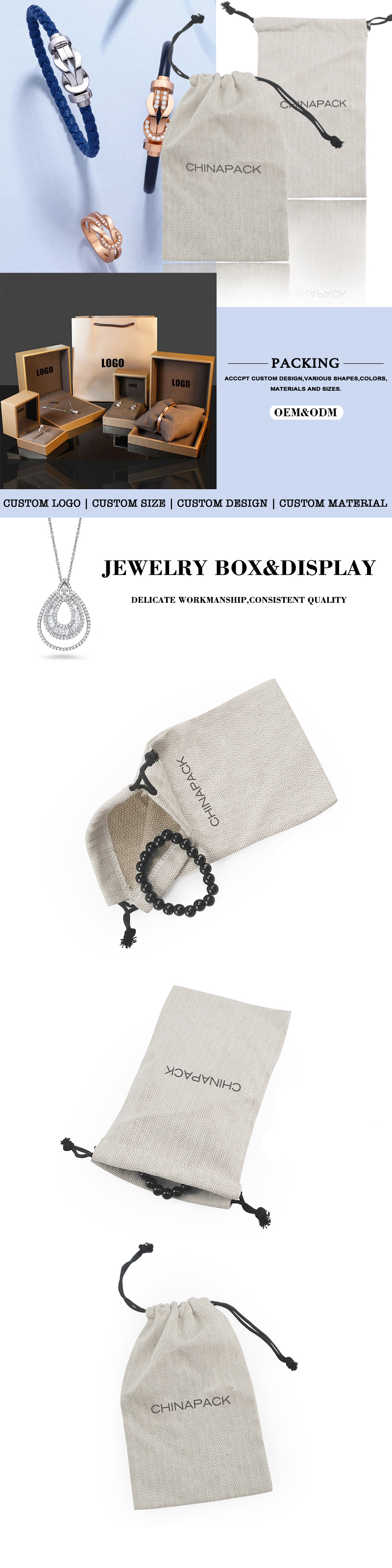 Luxury cotton jewelry pouch