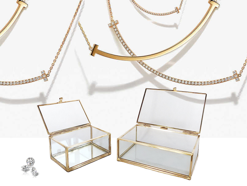 Transparent glass jewellery boxes