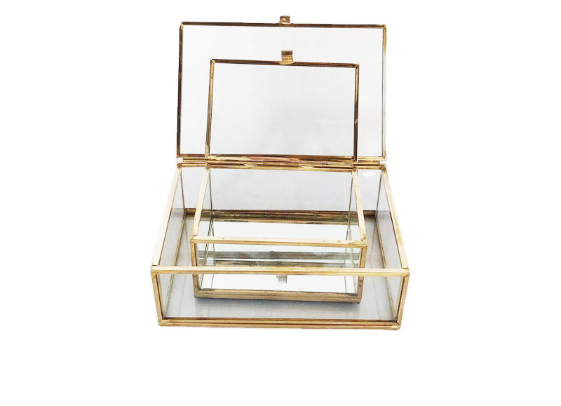 Transparent glass jewellery boxes