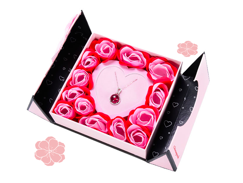 pink rose ribbon jewelry box