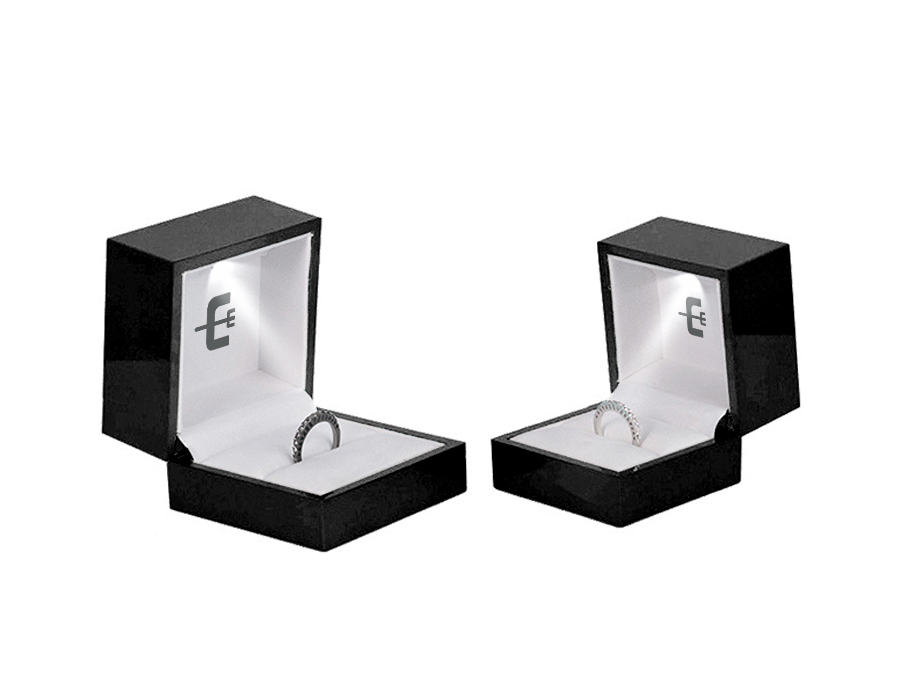 JPB018 black plastic ring jewelry boxes