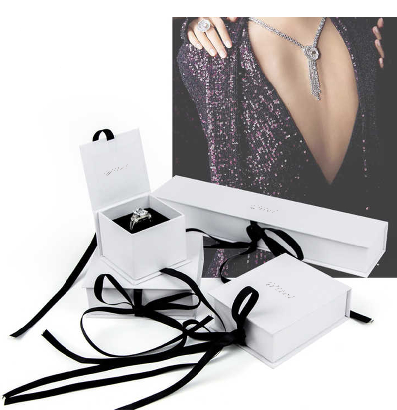 JFB040 white ribbon jewelry box