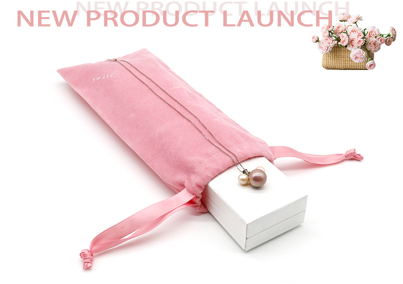 JPD060 pink velvet jewellery pouch