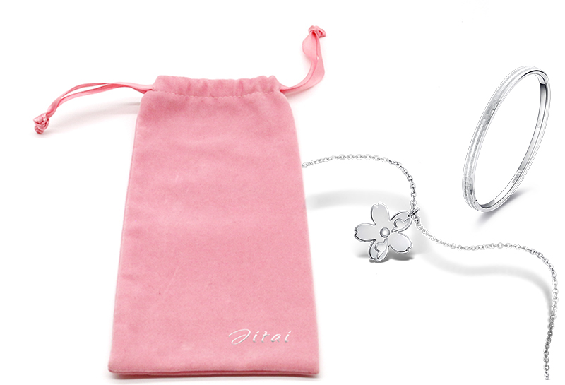 JPD060 pink velvet jewellery pouch