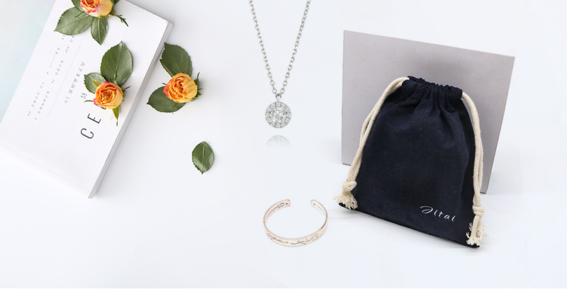 JPD080 black cotton jewellery pouch