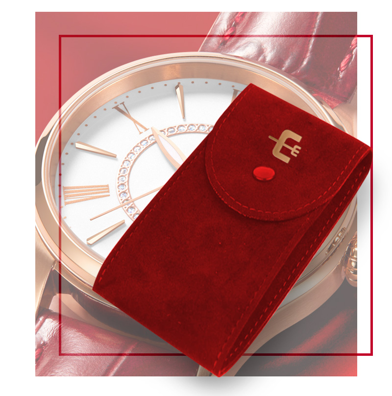 JPF003 red velvet jewellery flap pouch