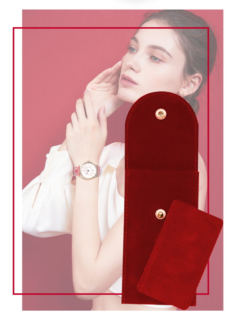 JPF003 red velvet jewellery flap pouch