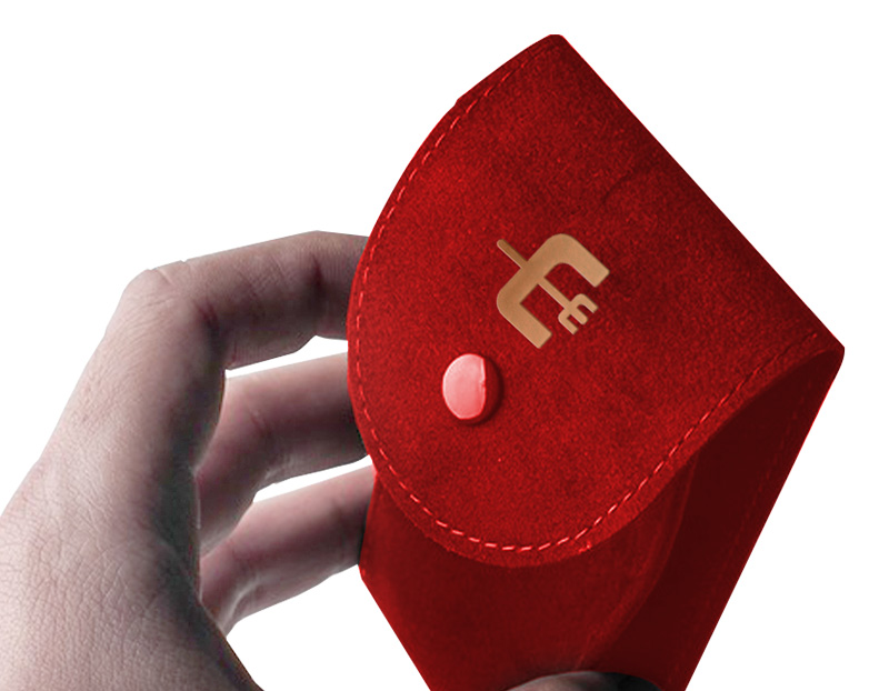 JPF003 red velvet jewellery flap pouch
