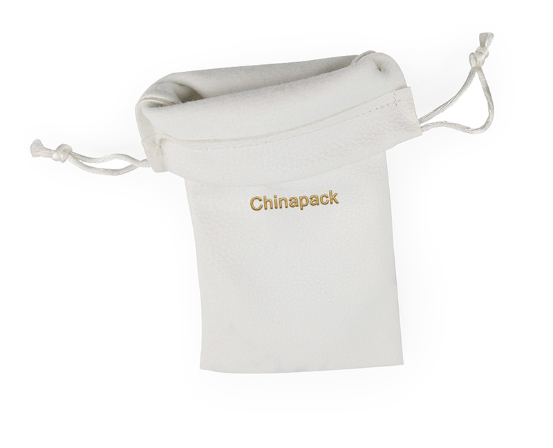 JPF026 white leather jewellery pouch