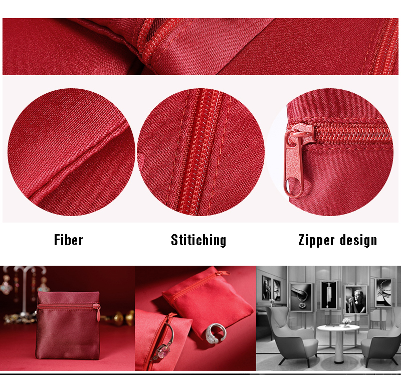 JPZ001 red jewellery zipper bag