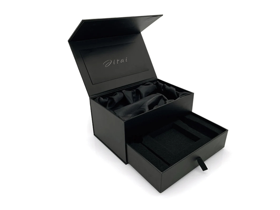 WPP016 black watch box with drawer