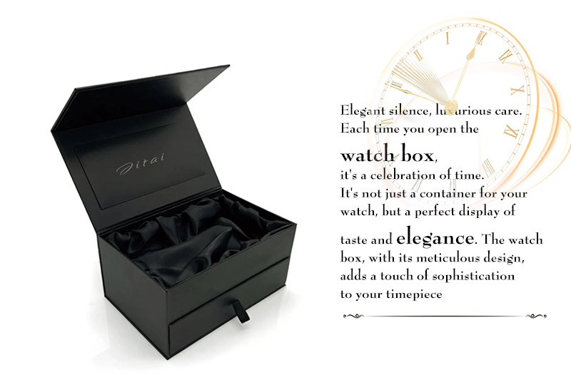 WPP016 black watch box with drawer